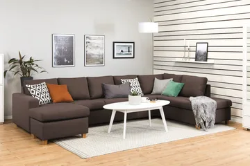 Crazy 5-sits Högervänd U-formad X-Large Soffa med Divan och Schäslong i Tyg - Brun - Products - Möbler - Soffa - U-soffa