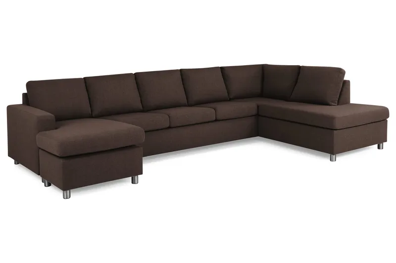 Crazy 5-sits Högervänd U-formad X-Large Soffa med Divan och Schäslong i Tyg - Brun - Products - Möbler - Soffa - U-soffa
