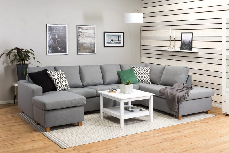 Crazy 5-sits Högervänd U-formad X-Large Soffa med Divan och Schäslong i Tyg - Grå - Products - Möbler - Soffa - U-soffa