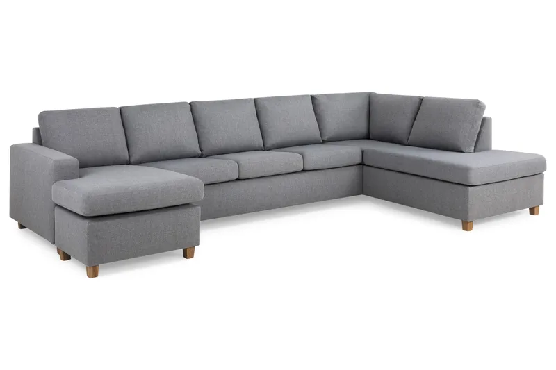 Crazy 5-sits Högervänd U-formad X-Large Soffa med Divan och Schäslong i Tyg - Grå - Products - Möbler - Soffa - U-soffa