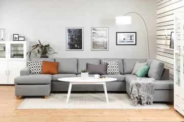 Crazy 5-sits Högervänd U-formad X-Large Soffa med Divan och Schäslong i Tyg - Grå - Products - Möbler - Soffa - U-soffa