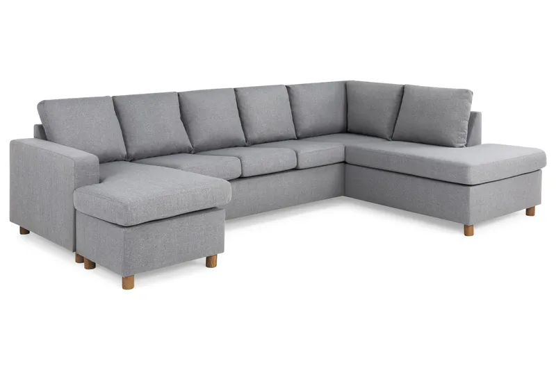 Crazy 5-sits Högervänd U-formad X-Large Soffa med Divan och Schäslong i Tyg - Grå - Products - Möbler - Soffa - U-soffa