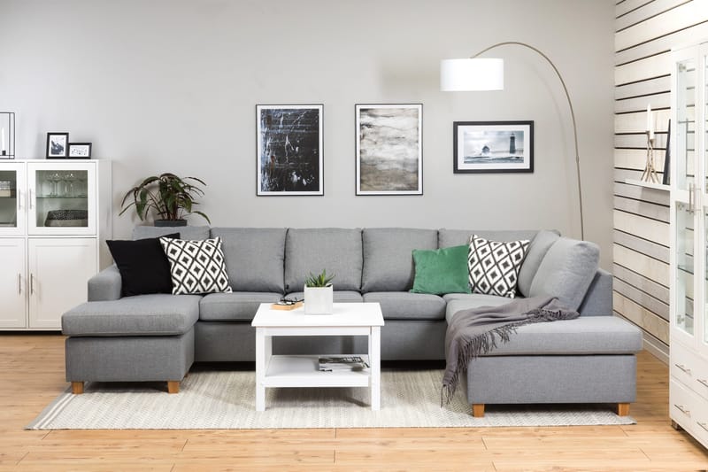 Crazy 5-sits Högervänd U-formad X-Large Soffa med Divan och Schäslong i Tyg - Grå - Products - Möbler - Soffa - U-soffa