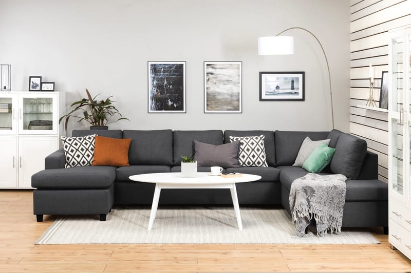 Crazy 5-sits Högervänd U-formad X-Large Soffa med Divan och Schäslong i Tyg - Mörkgrå - Products - Möbler - Soffa - U-soffa