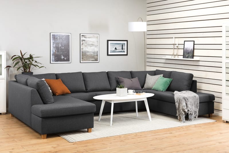 Crazy 5-sits U-formad Soffa med dubbelschäslong i Tyg - Mörkgrå - Products - Möbler - Soffa - U-soffa