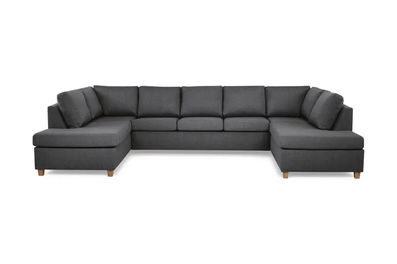 Crazy 5-sits U-formad Soffa med dubbelschäslong i Tyg, Mörkgrå
