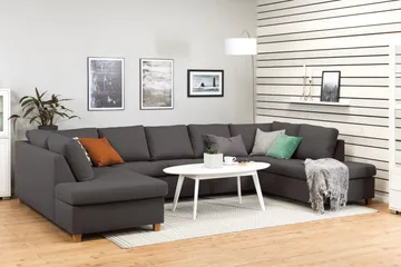 Crazy 5-sits U-formad Soffa med dubbelschäslong i Tyg - Mörkgrå - Products - Möbler - Soffa - U-soffa