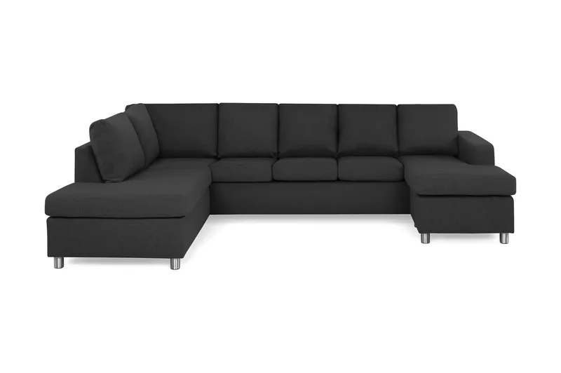 Crazy 5-sits Vänstervänd U-formad Soffa med Divan och Schäslong i Tyg - Antracit - Products - Möbler - Soffa - U-soffa