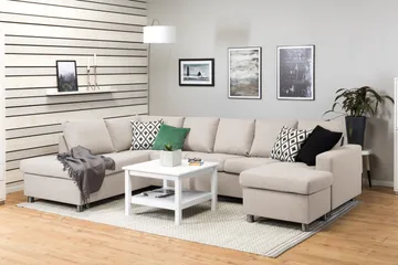 Crazy 5-sits Vänstervänd U-formad Soffa med Divan och Schäslong i Tyg - Beige - Products - Möbler - Soffa - U-soffa