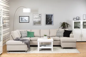 Crazy 5-sits Vänstervänd U-formad Soffa med Divan och Schäslong i Tyg - Beige - Products - Möbler - Soffa - U-soffa