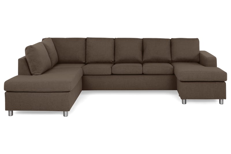 Crazy 5-sits Vänstervänd U-formad Soffa med Divan och Schäslong i Tyg - Brun - Products - Möbler - Soffa - U-soffa