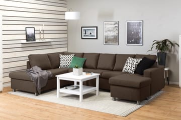 Crazy 5-sits Vänstervänd U-formad Soffa med Divan och Schäslong i Tyg - Brun - Products - Möbler - Soffa - U-soffa