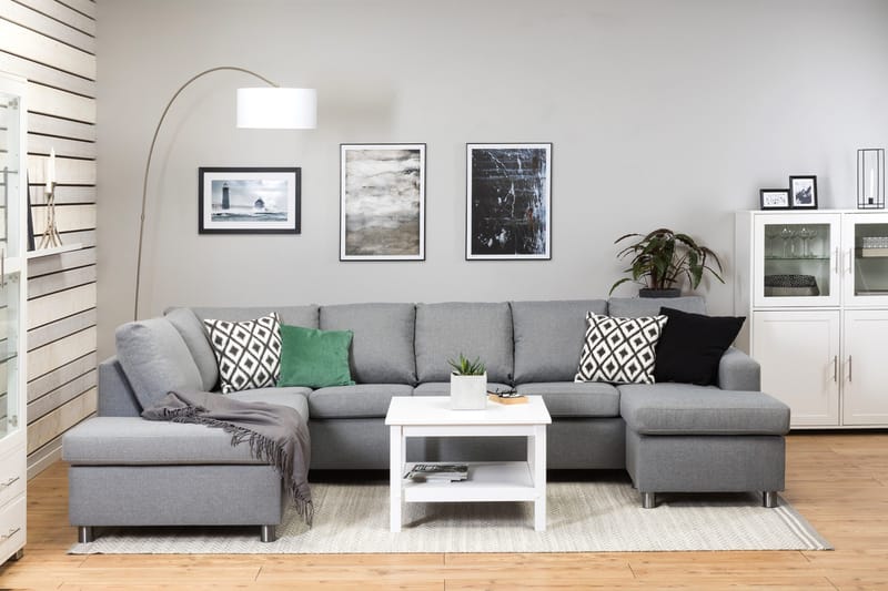 Crazy 5-sits Vänstervänd U-formad Soffa med Divan och Schäslong i Tyg - Grå - Products - Möbler - Soffa - U-soffa