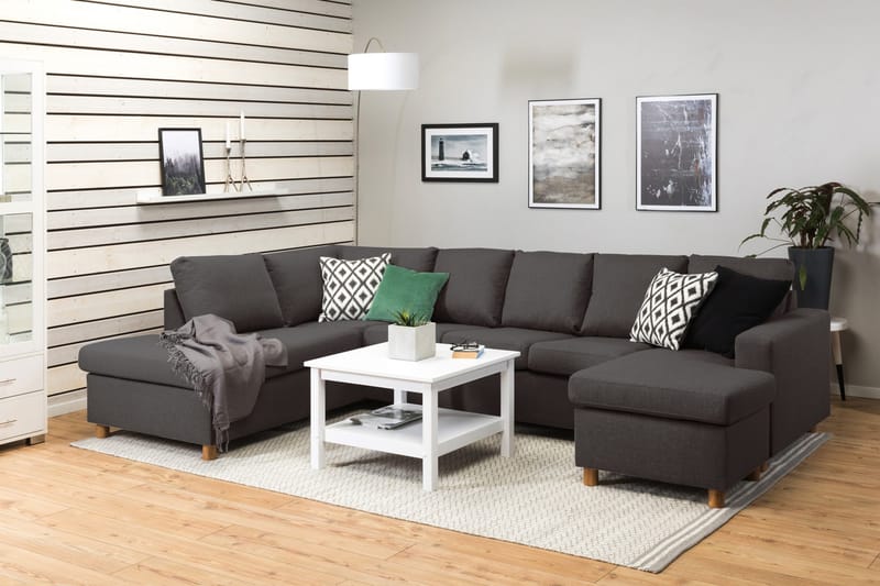Crazy 5-sits Vänstervänd U-formad Soffa med Divan och Schäslong i Tyg - Mörkgrå - Products - Möbler - Soffa - U-soffa