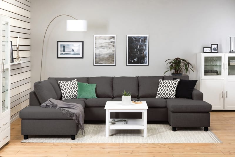 Crazy 5-sits Vänstervänd U-formad Soffa med Divan och Schäslong i Tyg - Mörkgrå - Products - Möbler - Soffa - U-soffa