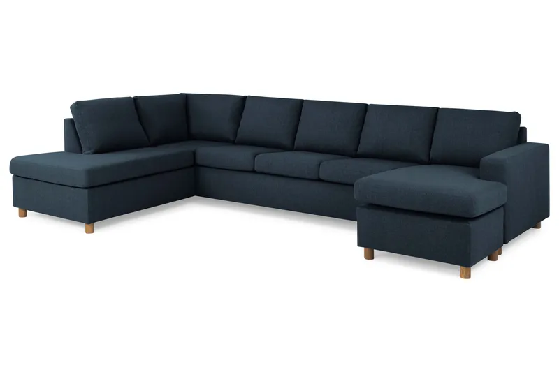 Crazy 5-sits Vänstervänd U-formad X-Large Soffa med Divan och Schäslong i Tyg - Blå - Products - Möbler - Soffa - U-soffa