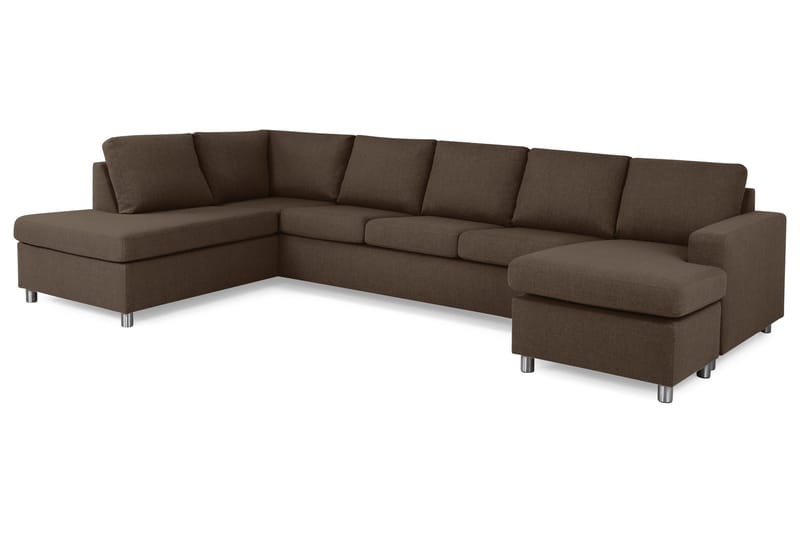 Crazy 5-sits Vänstervänd U-formad X-Large Soffa med Divan och Schäslong i Tyg - Brun - Products - Möbler - Soffa - U-soffa
