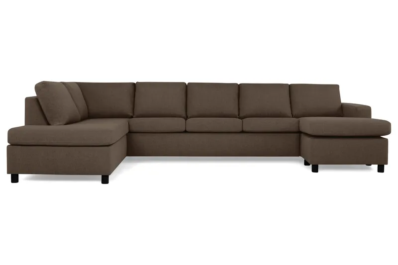 Crazy 5-sits Vänstervänd U-formad X-Large Soffa med Divan och Schäslong i Tyg - Brun - Products - Möbler - Soffa - U-soffa
