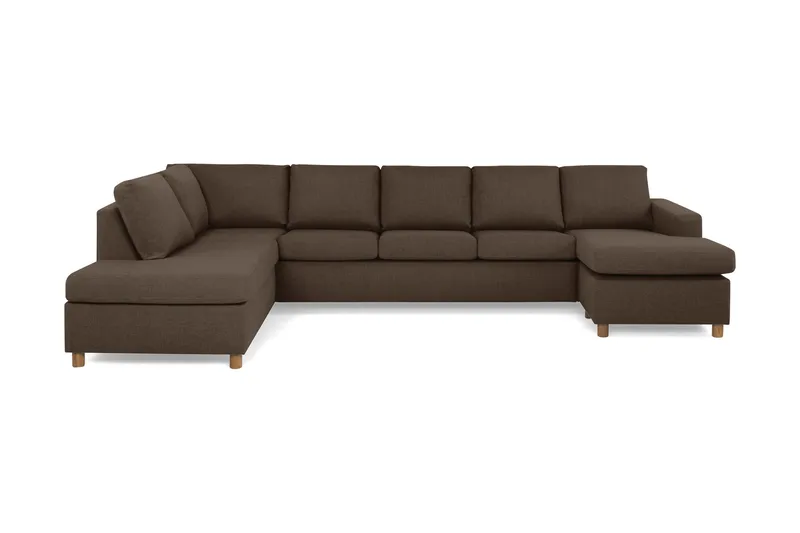 Crazy 5-sits Vänstervänd U-formad X-Large Soffa med Divan och Schäslong i Tyg, Brun