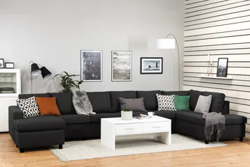 Crazy 6-sits Högervänd U-formad XX-Large Soffa med Divan och Schäslong i Tyg - Antracit - Products - Möbler - Soffa - U-soffa