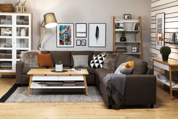 Crazy 6-sits Vändbar L-formad X-Large Hörnsoffa i Tyg - Brun - Products - Möbler - Soffa - Hörnsoffa