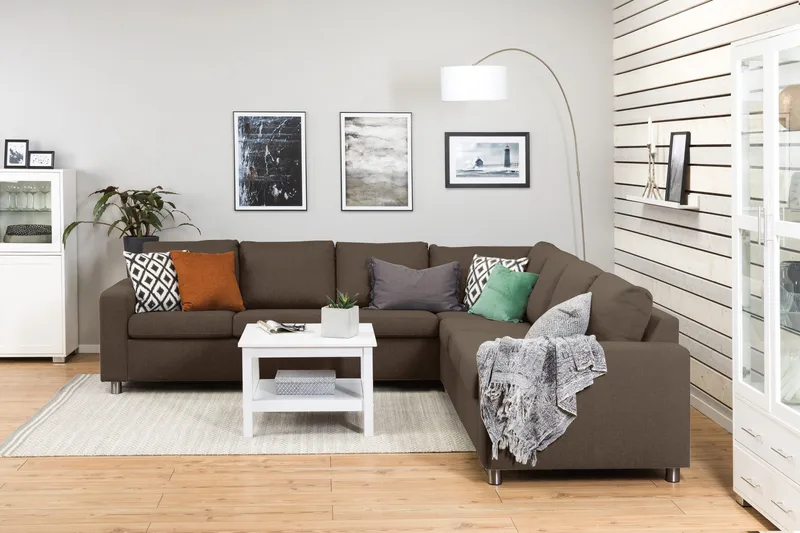 Crazy 6-sits Vändbar L-formad X-Large Hörnsoffa i Tyg - Brun - Products - Möbler - Soffa - Hörnsoffa