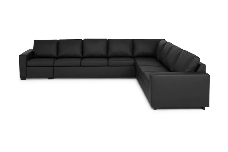 Crazy 7-sits Vändbar L-formad XX-Large Hörnsoffa i Konstläder, Svart