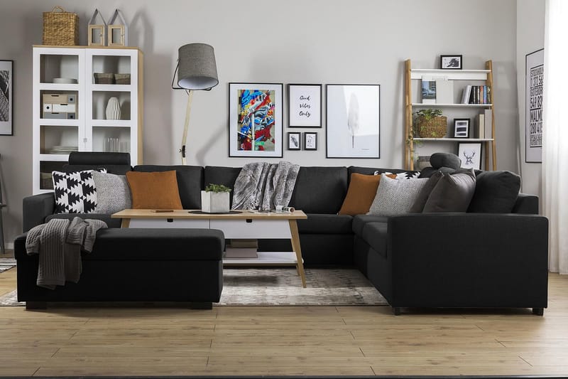 Crazy 7-sits Vändbar L-formad XX-Large Hörnsoffa i Tyg - Antracit - Products - Möbler - Soffa - Hörnsoffa