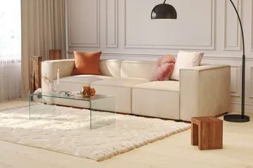 Cubo 4-sits Djup Modulsoffa i Manchester - Beige - Products - Möbler - Soffa - 3 sits soffa