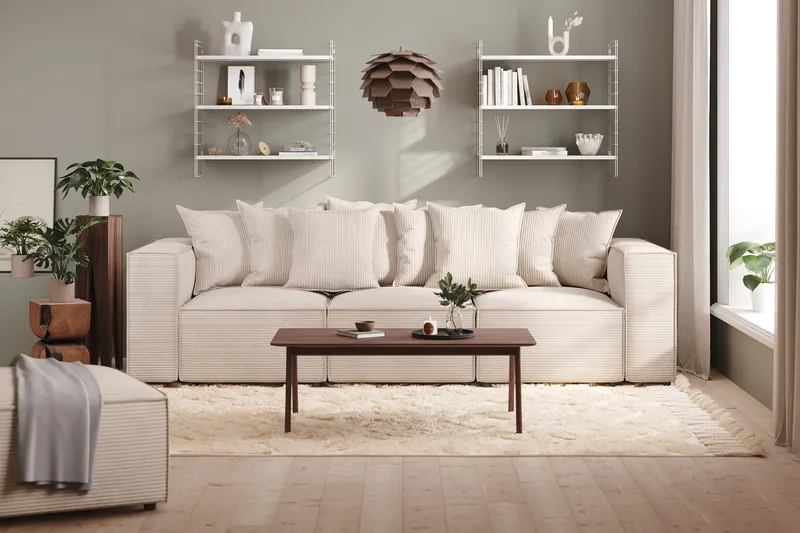 Cubo 4-sits Djup Modulsoffa i Manchester - Beige - Products - Möbler - Soffa - 3 sits soffa