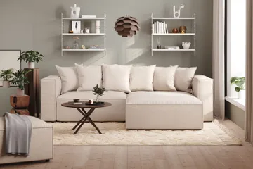 Cubo 4-sits L-formad Djup Modulsoffa med Divan i Tyg - Beige - Products - Möbler - Soffa - Divansoffa & schäslongsoffa