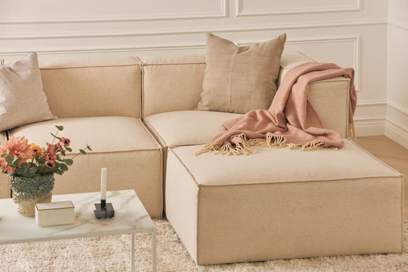 Cubo 4-sits L-formad Djup Modulsoffa med Divan i Tyg - Beige - Products - Möbler - Soffa - Divansoffa & schäslongsoffa