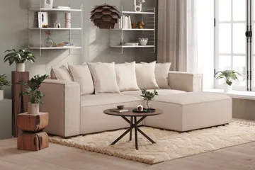 Cubo 4-sits L-formad Djup Modulsoffa med Divan i Tyg - Beige - Products - Möbler - Soffa - Divansoffa & schäslongsoffa