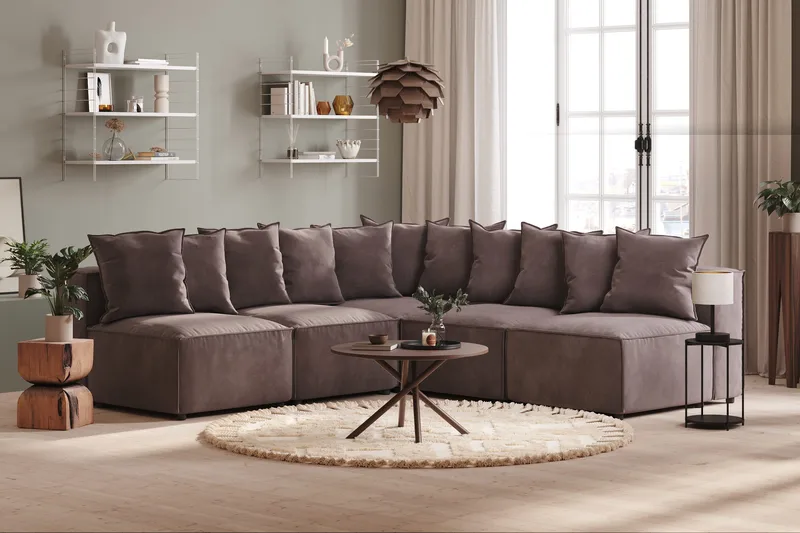 Cubo 5-sits L-formad Djup Modulhörnsoffa i Sammet - Mörkgrå - Products - Möbler - Soffa - Hörnsoffa