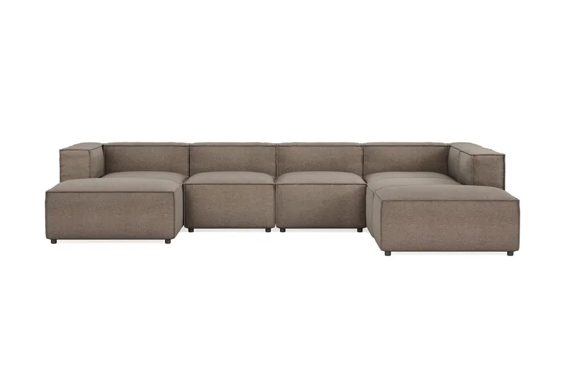 Cubo 5-sits U-formad Djup Modulsoffa Med Divan och Schäslong i Sammet - Grå - Products - Möbler - Soffa - U-soffa