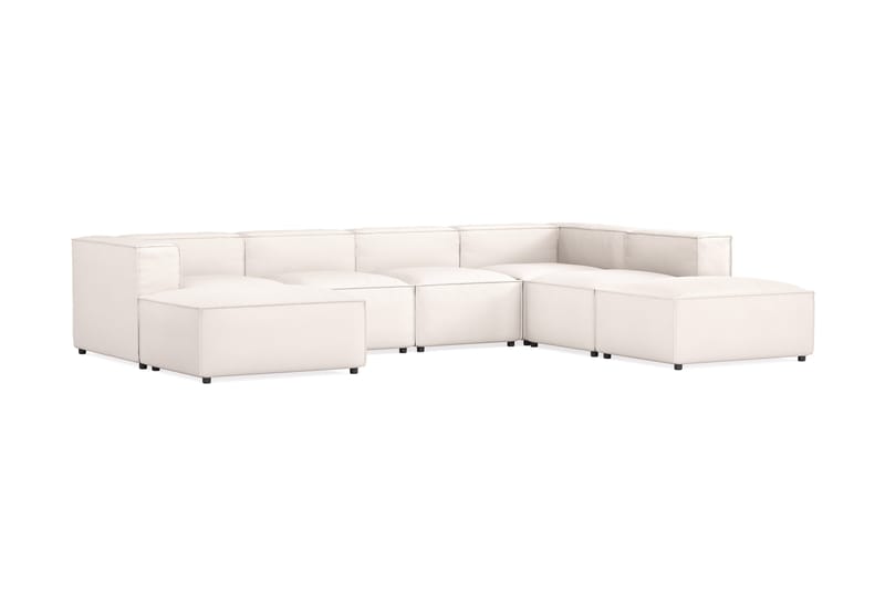 Cubo 5-sits U-formad Djup Modulsoffa Med Divan och Schäslong i Sammet - Vit - Products - Möbler - Soffa - U-soffa