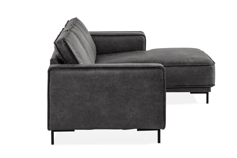 Akron 2-sits Soffa med Divan Höger Bondedläder - Mörkgrå - Products - Möbler - Soffa - Divansoffa & schäslongsoffa - 2 sits soffa med divan