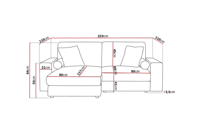 Arken Lyx 3-sits Vändbar L-formad Djup Divansoffa i Manchester - Brun - Products - Möbler - Soffa - Divansoffa & schäslongsoffa - 3 sits soffa med divan
