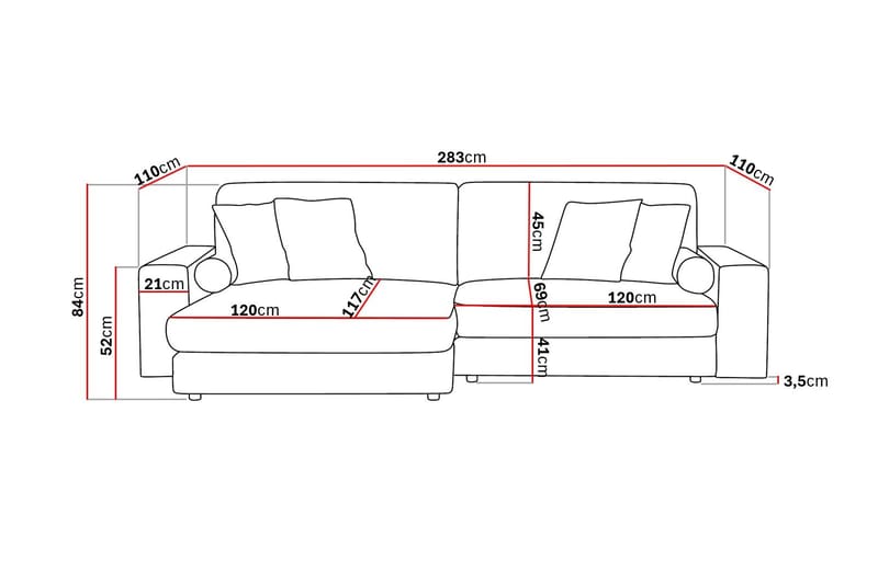 Arken Lyx 4-sits Vändbar L-formad Djup Divansoffa i Manchester - Brun - Products - Möbler - Soffa - Divansoffa & schäslongsoffa - 4 sits soffa med divan
