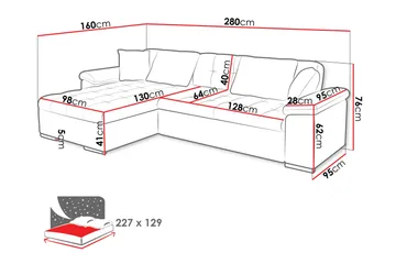 Camior Soffa med Divan 3-sits - Grå - Products - Möbler - Soffa - Divansoffa & schäslongsoffa - 3 sits soffa med divan