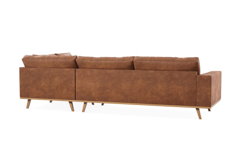 Copenhagen 4-sits Högervänd L-formad Divansoffa i Konstläder - Brun - Products - Möbler - Soffa - Divansoffa & schäslongsoffa - 4 sits soffa med divan