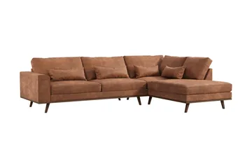 Copenhagen 4-sits Högervänd L-formad Divansoffa i Konstläder - Brun - Products - Möbler - Soffa - Divansoffa & schäslongsoffa - 4 sits soffa med divan