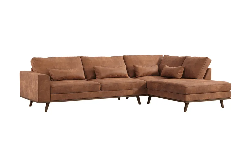 Copenhagen 4-sits Högervänd L-formad Divansoffa i Konstläder - Brun - Products - Möbler - Soffa - Divansoffa & schäslongsoffa - 4 sits soffa med divan