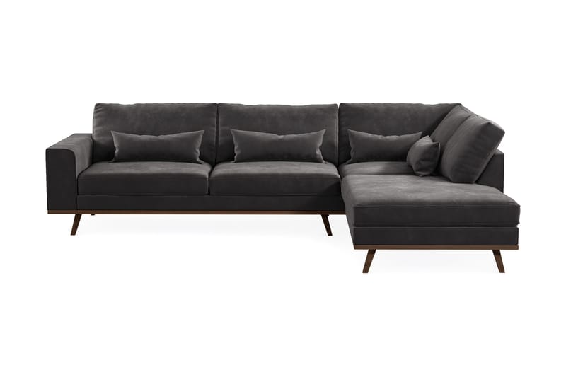 Copenhagen 4-sits Högervänd L-formad Divansoffa i Sammet - Mörkgrå - Products - Möbler - Soffa - Divansoffa & schäslongsoffa - 4 sits soffa med divan