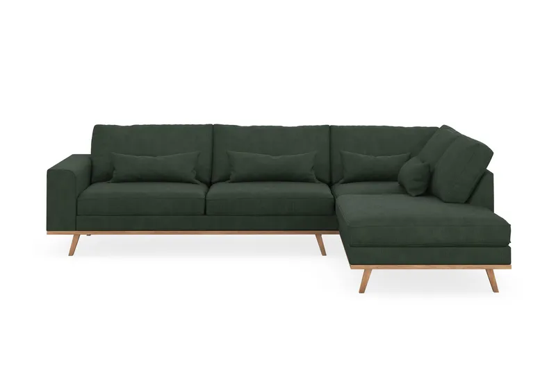 Copenhagen 4-sits Högervänd L-formad Schäslongsoffa i Manchester - Mörkgrön - Products - Möbler - Soffa - Divansoffa & schäslongsoffa - 4 sits soffa med divan