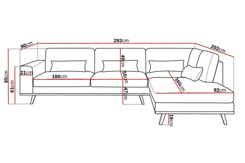 Copenhagen 4-sits Högervänd L-formad Schäslongsoffa i Manchester - Mörkgrön - Products - Möbler - Soffa - Divansoffa & schäslongsoffa - 4 sits soffa med divan