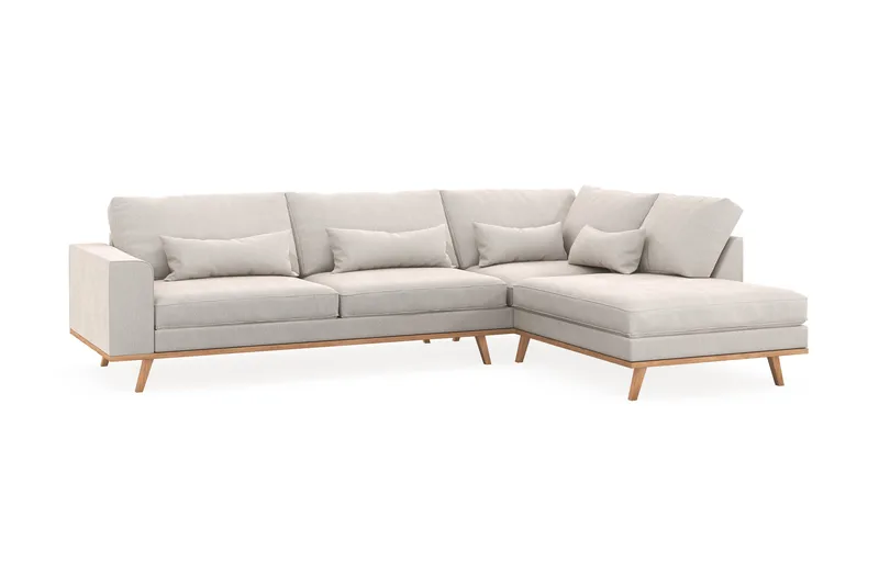 Copenhagen 4-sits Högervänd L-formad Schäslongsoffa i Sammet - Krämvit - Products - Möbler - Soffa - Divansoffa & schäslongsoffa - 4 sits soffa med divan