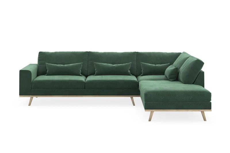 Copenhagen 4-sits Högervänd L-formad Schäslongsoffa i Sammet - Mörkgrön - Products - Möbler - Soffa - Divansoffa & schäslongsoffa - 4 sits soffa med divan