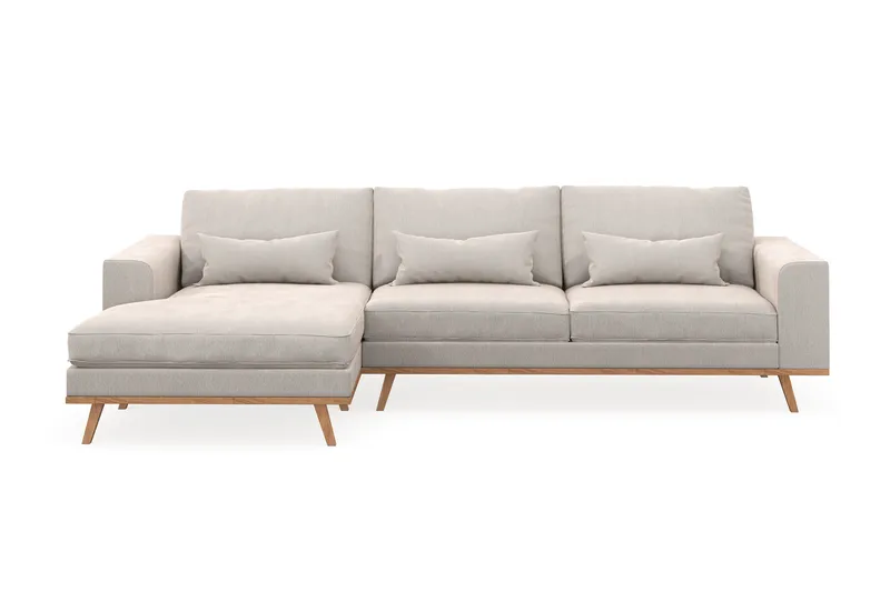 Copenhagen 4-sits Vänstervänd L-formad Divansoffa i Sammet - Krämvit - Products - Möbler - Soffa - Divansoffa & schäslongsoffa - 4 sits soffa med divan