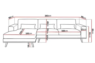 Copenhagen 4-sits Vänstervänd L-formad Divansoffa i Sammet - Krämvit - Products - Möbler - Soffa - Divansoffa & schäslongsoffa - 4 sits soffa med divan